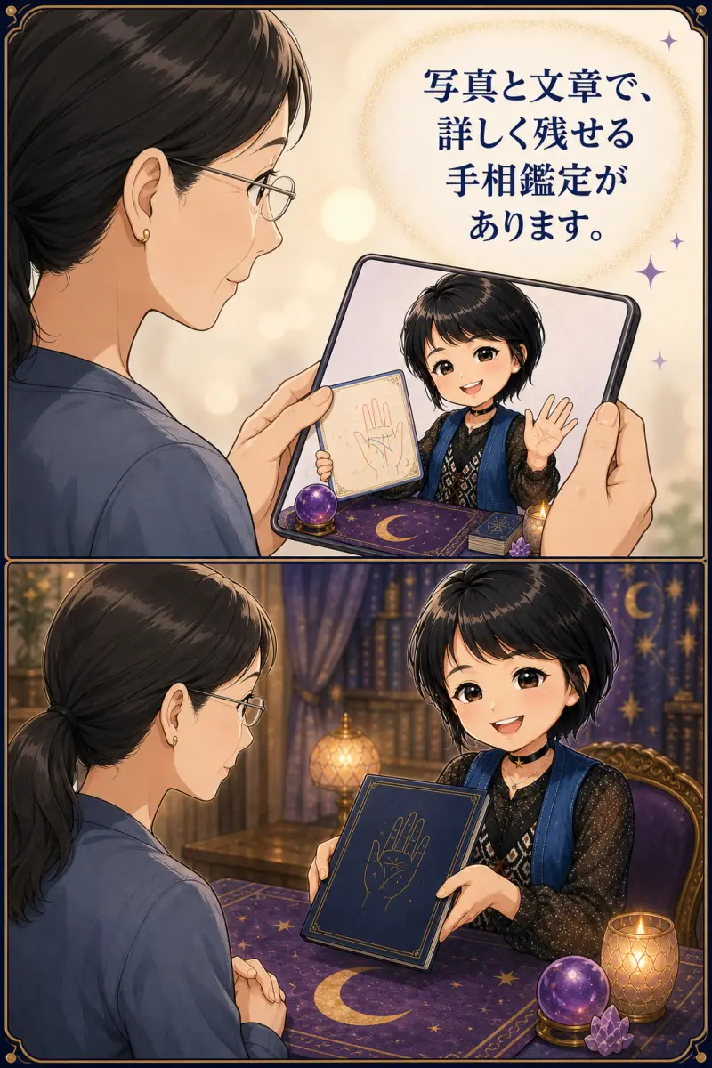 写真と文章で詳しく残せる手相鑑定があります