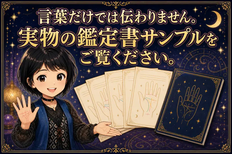 言葉だけでは伝わらないため、実物の鑑定書サンプルをご用意しています