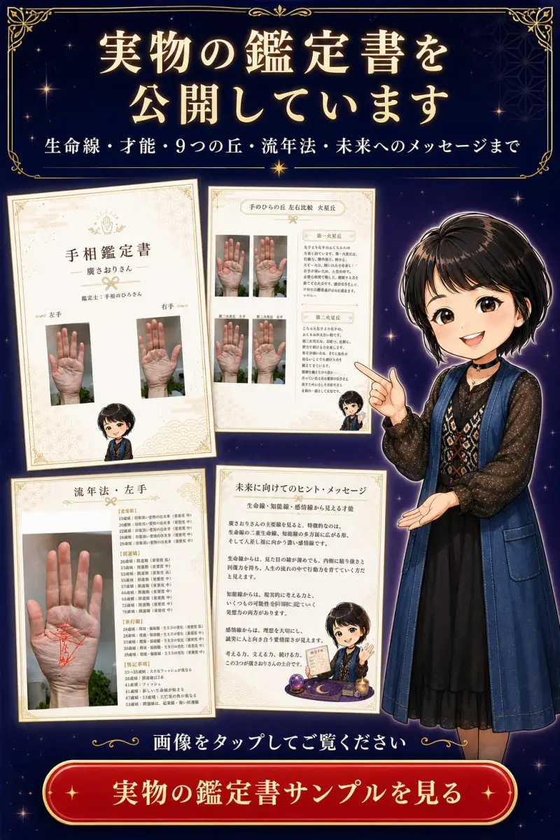 実物の鑑定書サンプルのご案内