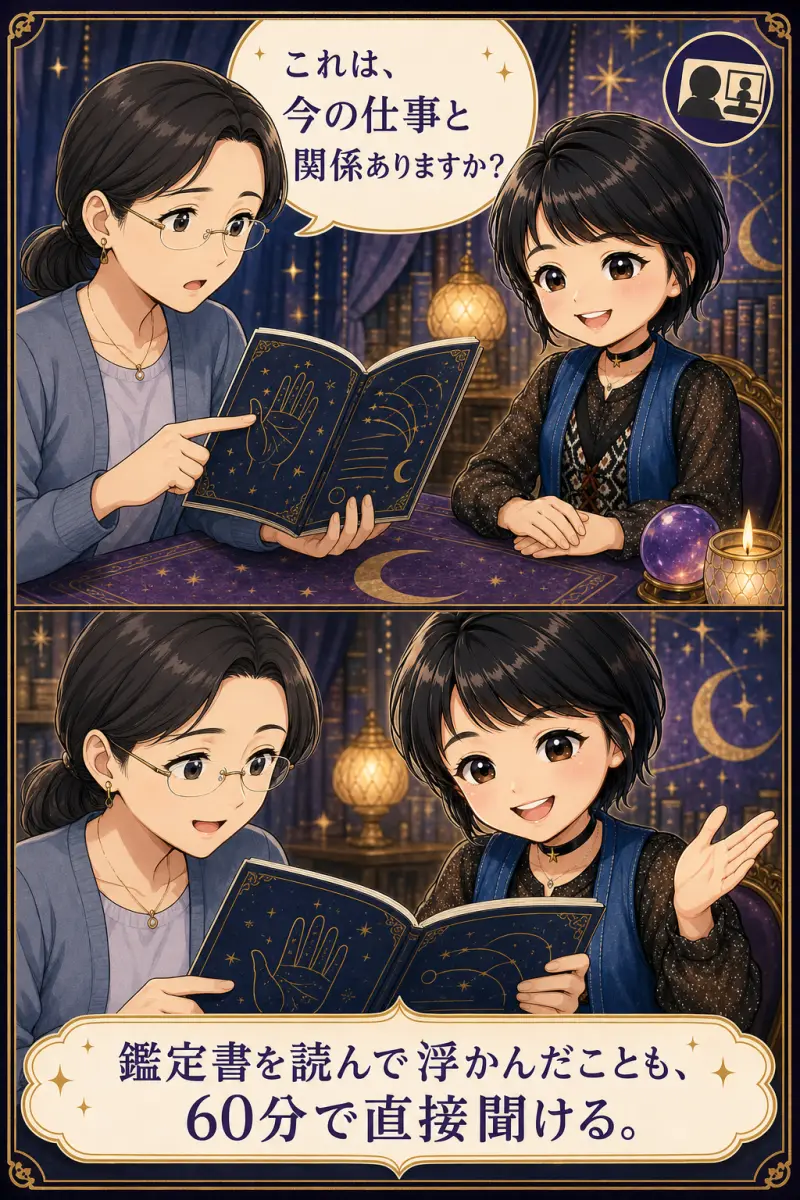鑑定書を読んで浮かんだことも60分の個別鑑定で直接聞けます